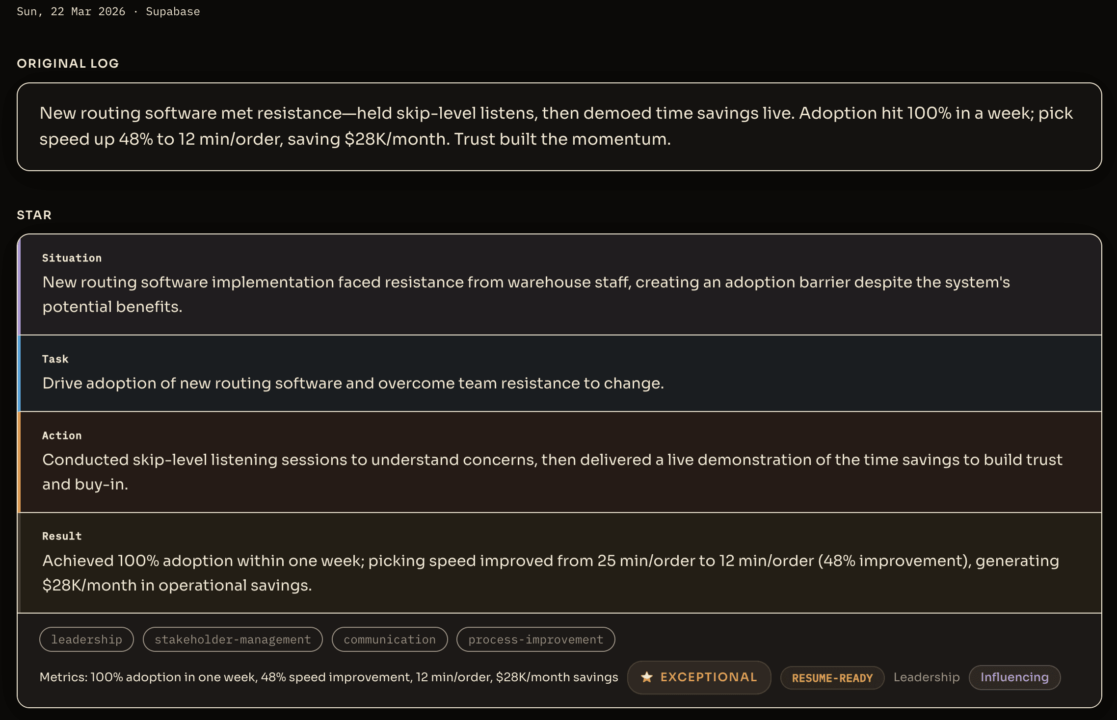 Resume readiness signals